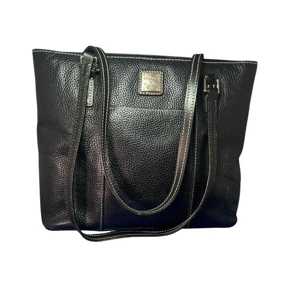 $278 Dooney & Bourke Black Pebbled Leather Lexington Tote Purse Red Lining Duck - Picture 1 of 10